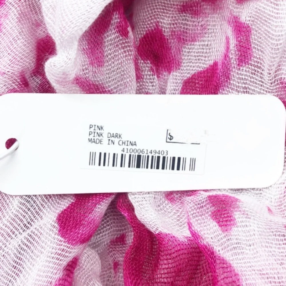 New Charming Charlie‎ Infinity Scarf Pink White Tie Dye Viscose Lightweight